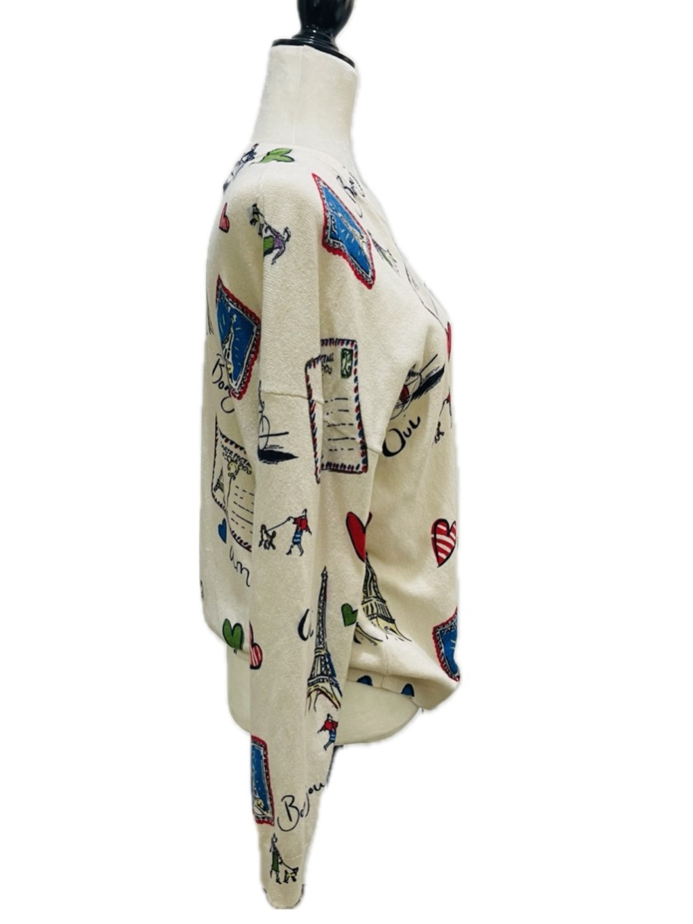 Boden Cream Sweater with Parisian Postcard Print NWOT - Picture 3 of 10